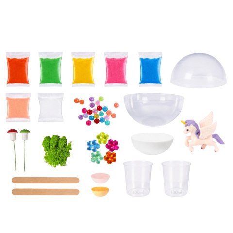 LEAN Toys Zestaw Doświadczalny Hodowla Kryształów Terrarium z Jednorożcem DIY Światła
