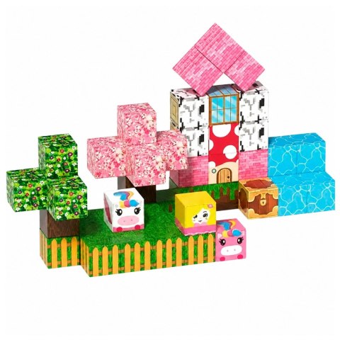 LEAN Toys Zestaw Klocki Magnetyczne Kostki Sześciany Piksele Jednorożce 3D 50 el.