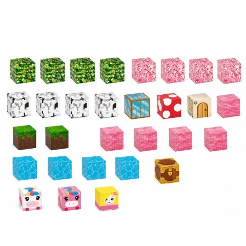 LEAN Toys Zestaw Klocki Magnetyczne Kostki Sześciany Piksele Jednorożce 3D 50 el.