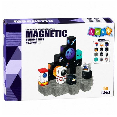 LEAN Toys Zestaw Klocki Magnetyczne Kostki Sześciany Piksele Jednorożce 3D 50 el.