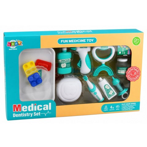 LEAN Toys Zestaw Małego Dentysty Stomatologa Szczoteczka z Wibracjami Niebieski 15el.