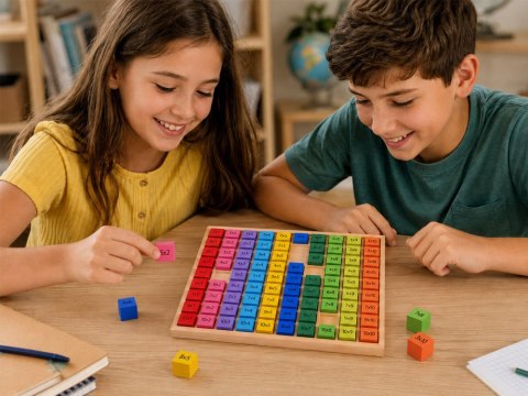 JOKOMISIADA Drewniana Tabliczka mnożenia - edukacyjna układanka matematyczna ZA6357