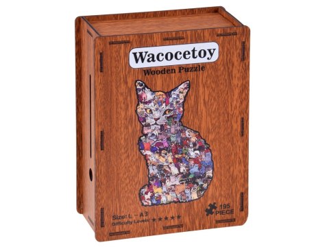 JOKOMISIADA Drewniane puzzle KOT 2w1 Skarbonka wykreślana - VINTAGE A3 195ele ZA6553