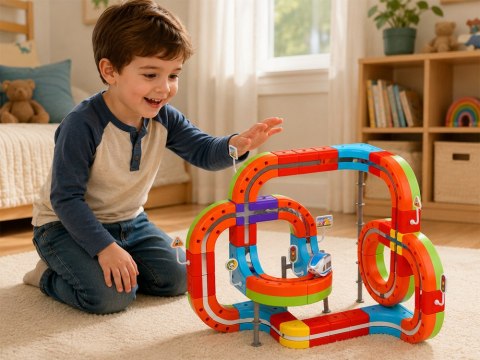 JOKOMISIADA KLOCKI MAGNETYCZNE Tor magnetyczny dla pociągów - 135ele kolejka DIY ZA6330