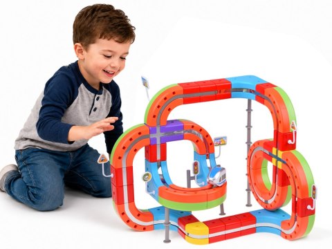 JOKOMISIADA KLOCKI MAGNETYCZNE Tor magnetyczny dla pociągów - 135ele kolejka DIY ZA6330