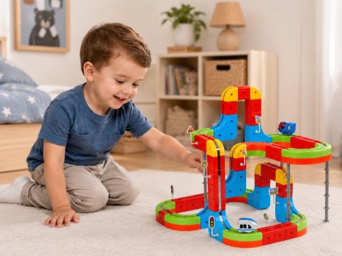 JOKOMISIADA KLOCKI MAGNETYCZNE Tor magnetyczny dla pociągów - 178ele kolejka DIY ZA6331