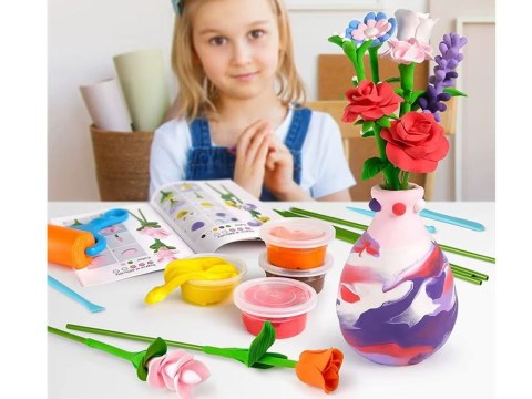 JOKOMISIADA Kreatywny Zestaw DIY do Robienia Kwiatów Masa Plastyczna Wazon 28 el ZA6414