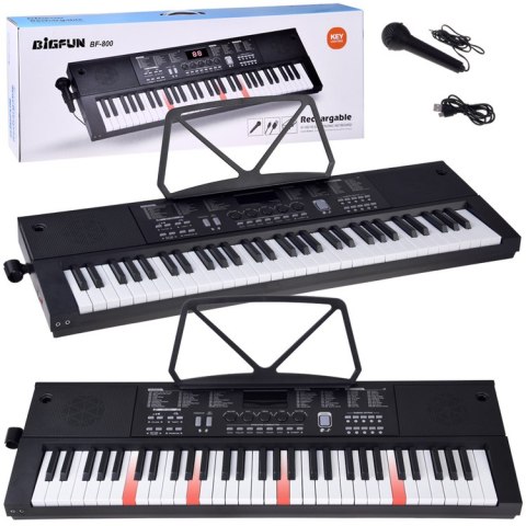 JOKOMISIADA Organy KEYBOARD KLASYCZNY 61-klawiszy w dotyku jak drewno + mikrofon IN0184