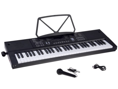 JOKOMISIADA Organy KEYBOARD KLASYCZNY 61-klawiszy w dotyku jak drewno + mikrofon IN0184