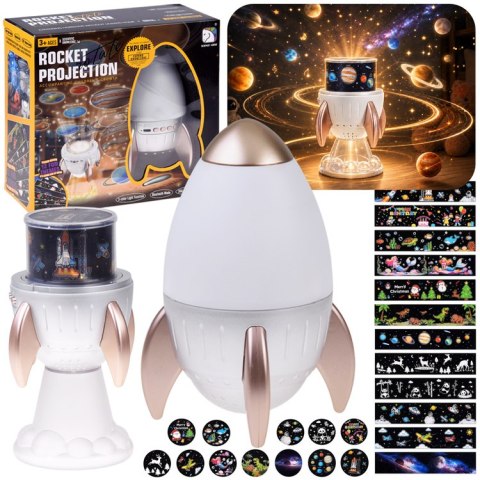 JOKOMISIADA Projektor Rzutnik Gwiazd Kosmos Rakieta Lampka Nocna Bluetooth ZA6314