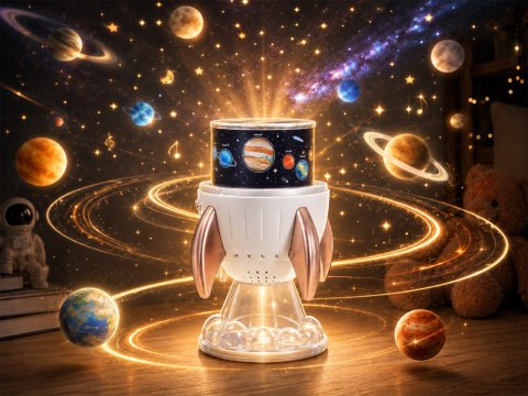 JOKOMISIADA Projektor Rzutnik Gwiazd Kosmos Rakieta Lampka Nocna Bluetooth ZA6314