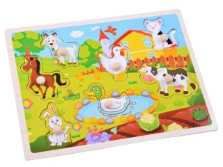 JOKOMISIADA Puzzle drewniane Zwierzęta Farma Układanka z uchwytami 7 elementów ZA6356