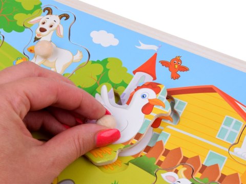 JOKOMISIADA Puzzle drewniane Zwierzęta Farma Układanka z uchwytami 7 elementów ZA6356