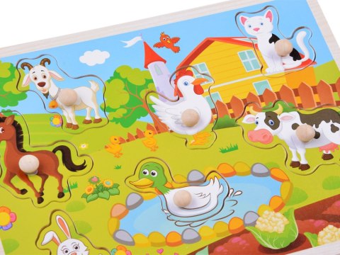 JOKOMISIADA Puzzle drewniane Zwierzęta Farma Układanka z uchwytami 7 elementów ZA6356