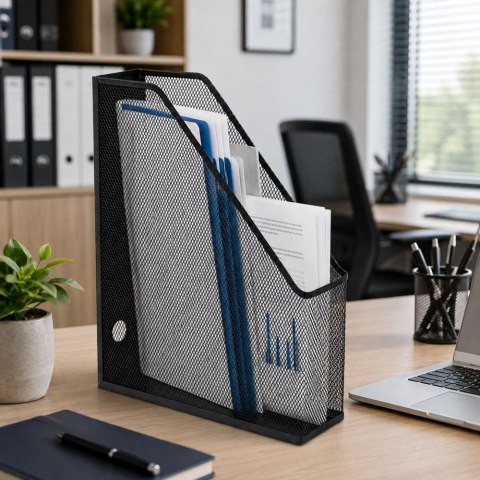 LEAN Metalowy Organizer Stojak Biurowy Na Dokumenty Teczki Pionowy Czarny A4