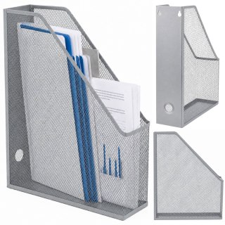 LEAN Metalowy Organizer Stojak Biurowy Na Dokumenty Teczki Pionowy Srebrny A4