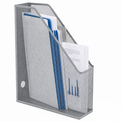 LEAN Metalowy Organizer Stojak Biurowy Na Dokumenty Teczki Pionowy Srebrny A4