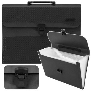 LEAN Teczka Harmonijkowa Organizer Na Dokumenty Uchwyt 13 Przegród Czarna A4