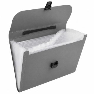 LEAN Teczka Harmonijkowa Organizer Na Dokumenty Uchwyt 13 Przegród Szara A4