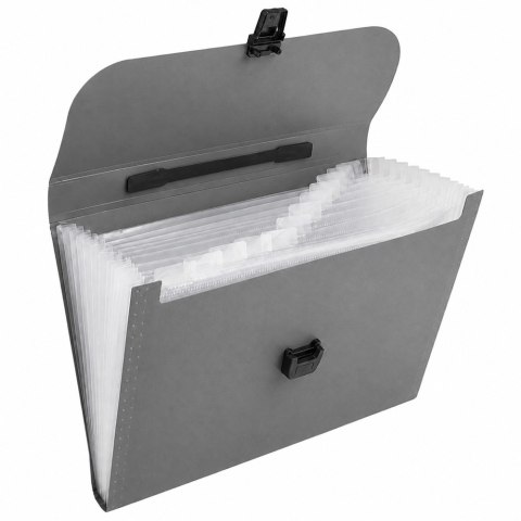 LEAN Teczka Harmonijkowa Organizer Na Dokumenty Uchwyt 13 Przegród Szara A4