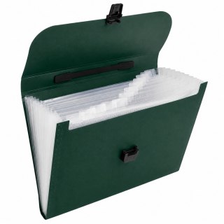 LEAN Teczka Harmonijkowa Organizer Na Dokumenty Uchwyt 13 Przegród Zielona A4
