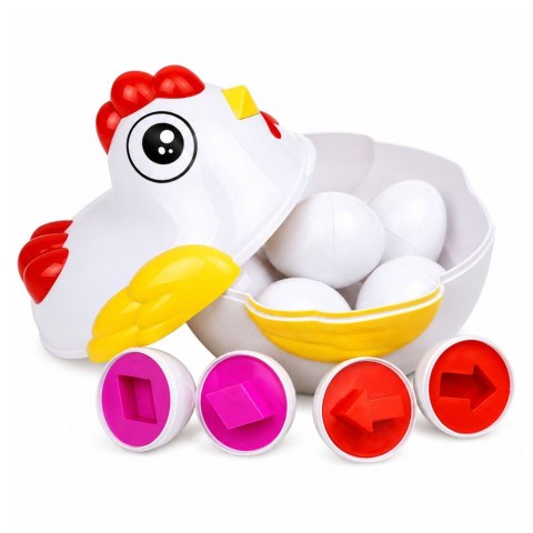 LEAN Toys Kura Edukacyjna 12 Jajek Sorter Nauka Kształtów Kolorów Zestaw