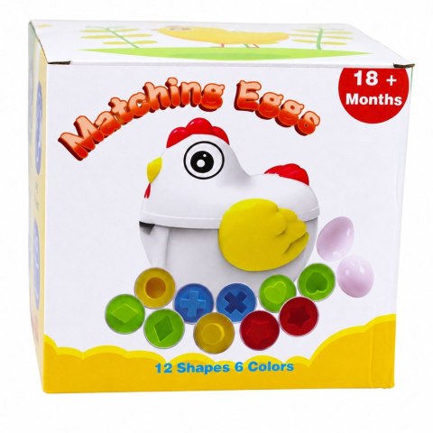 LEAN Toys Kura Edukacyjna 12 Jajek Sorter Nauka Kształtów Kolorów Zestaw