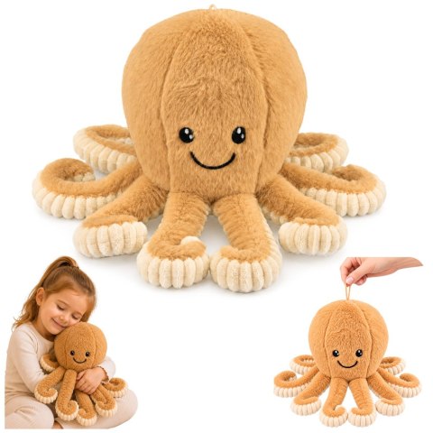LEAN Toys Pluszowa Ośmiornica Maskotka Przytulanka Sprężyste Macki Beżowa 30 cm