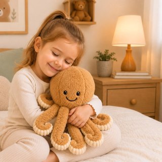 LEAN Toys Pluszowa Ośmiornica Maskotka Przytulanka Sprężyste Macki Beżowa 30 cm