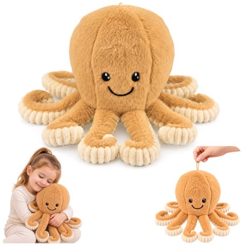 LEAN Toys Pluszowa Ośmiornica Maskotka Przytulanka Sprężyste Macki Beżowa 50 cm