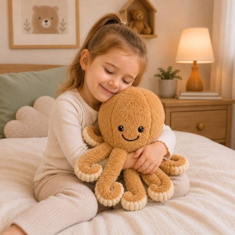 LEAN Toys Pluszowa Ośmiornica Maskotka Przytulanka Sprężyste Macki Beżowa 50 cm