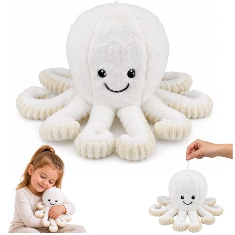 LEAN Toys Pluszowa Ośmiornica Maskotka Przytulanka Sprężyste Macki Biała 30 cm