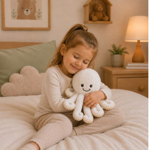 LEAN Toys Pluszowa Ośmiornica Maskotka Przytulanka Sprężyste Macki Biała 30 cm