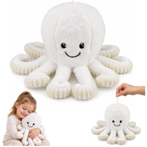 LEAN Toys Pluszowa Ośmiornica Maskotka Przytulanka Sprężyste Macki Biała 50 cm