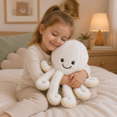 LEAN Toys Pluszowa Ośmiornica Maskotka Przytulanka Sprężyste Macki Biała 50 cm