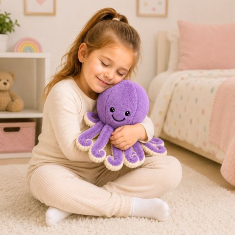 LEAN Toys Pluszowa Ośmiornica Maskotka Przytulanka Sprężyste Macki Fioletowa 30 cm