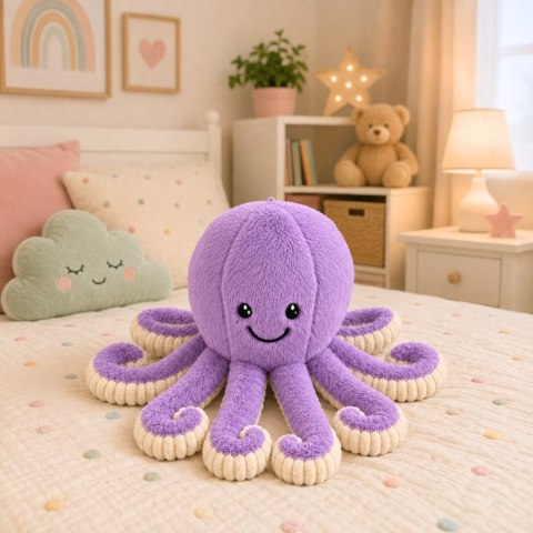 LEAN Toys Pluszowa Ośmiornica Maskotka Przytulanka Sprężyste Macki Fioletowa 50 cm