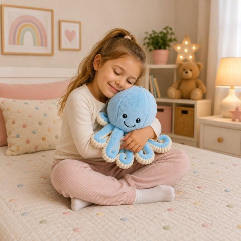 LEAN Toys Pluszowa Ośmiornica Maskotka Przytulanka Sprężyste Macki Niebieska 50 cm
