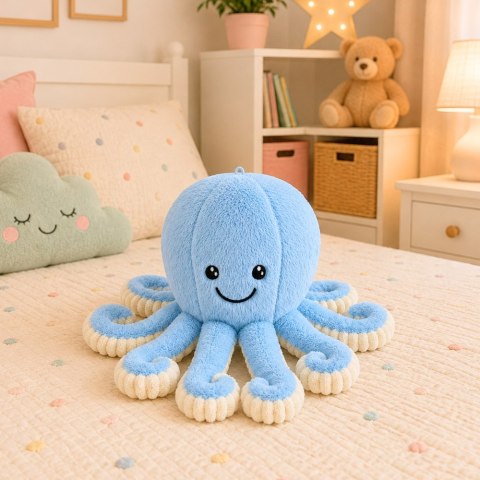 LEAN Toys Pluszowa Ośmiornica Maskotka Przytulanka Sprężyste Macki Niebieska 50 cm