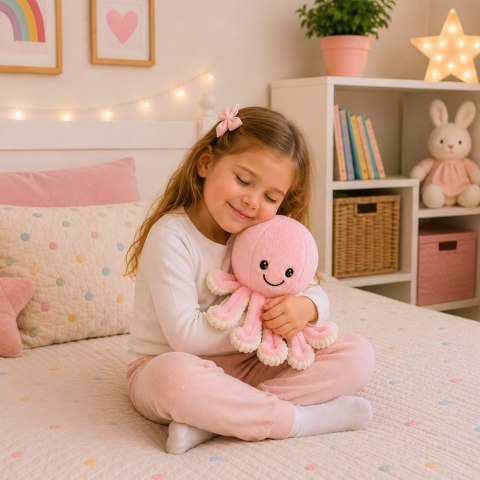 LEAN Toys Pluszowa Ośmiornica Maskotka Przytulanka Sprężyste Macki Różowa 50 cm