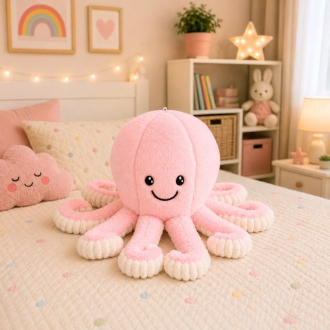 LEAN Toys Pluszowa Ośmiornica Maskotka Przytulanka Sprężyste Macki Różowa 50 cm