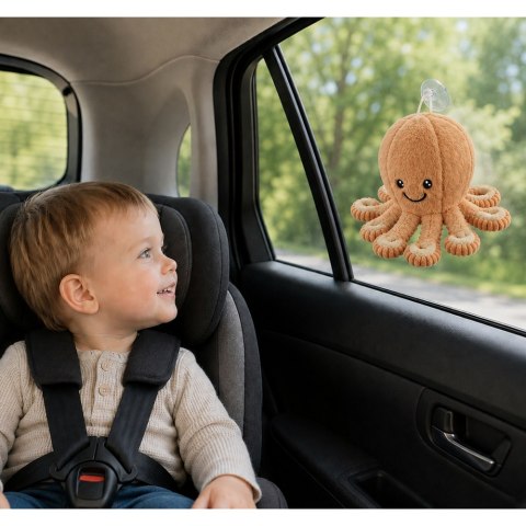 LEAN Toys Pluszowa Ośmiornica Maskotka Przytulanka Z Przyssawką Beżowa 16 cm