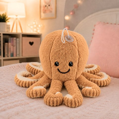 LEAN Toys Pluszowa Ośmiornica Maskotka Przytulanka Z Przyssawką Beżowa 16 cm