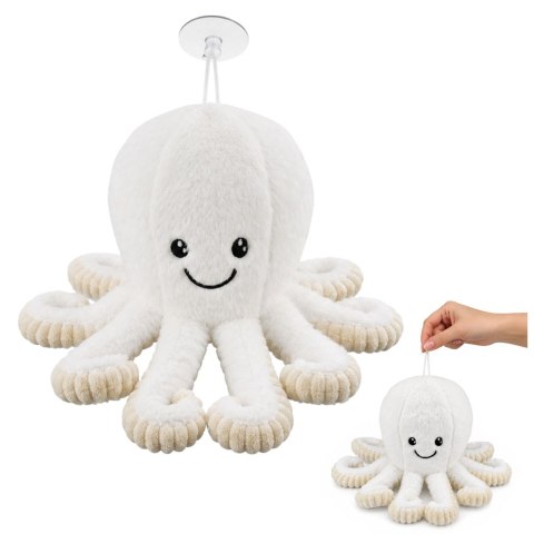 LEAN Toys Pluszowa Ośmiornica Maskotka Przytulanka Z Przyssawką Biała 16 cm