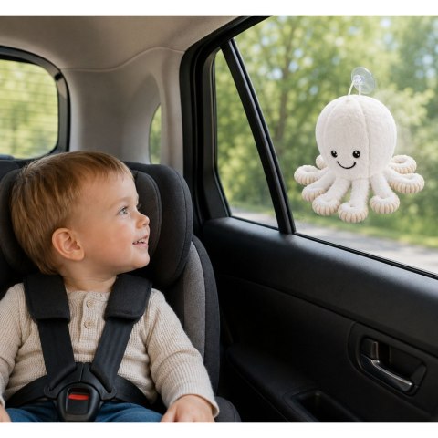 LEAN Toys Pluszowa Ośmiornica Maskotka Przytulanka Z Przyssawką Biała 16 cm