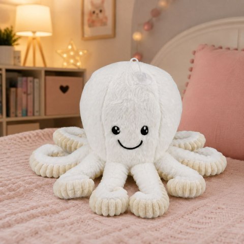 LEAN Toys Pluszowa Ośmiornica Maskotka Przytulanka Z Przyssawką Biała 16 cm