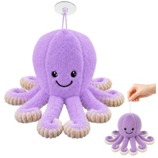 LEAN Toys Pluszowa Ośmiornica Maskotka Przytulanka Z Przyssawką Fioletowa 16 cm