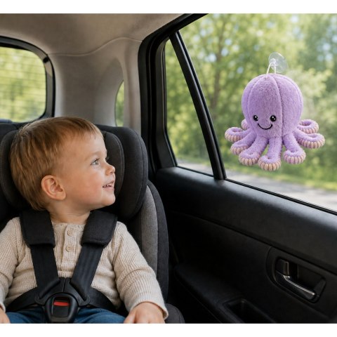 LEAN Toys Pluszowa Ośmiornica Maskotka Przytulanka Z Przyssawką Fioletowa 16 cm