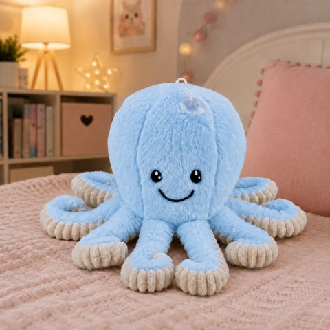 LEAN Toys Pluszowa Ośmiornica Maskotka Przytulanka Z Przyssawką Niebieska 16 cm