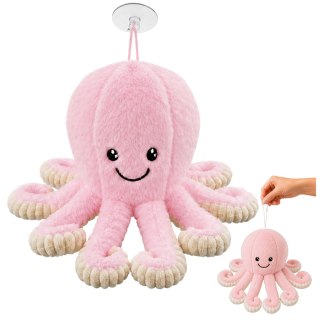 LEAN Toys Pluszowa Ośmiornica Maskotka Przytulanka Z Przyssawką Różowa 16 cm